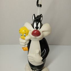 Vintage Warner Bros Looney Tunes 1996 Sylvester Cat Tweety Bird Water Bottle