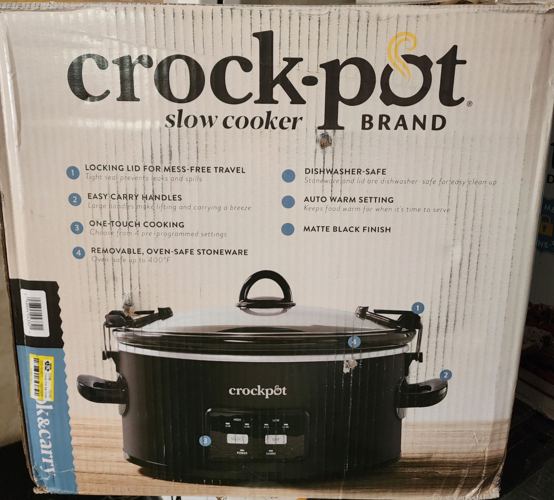 Crock-Pot Slow Cooker Matte Black Locking Lid