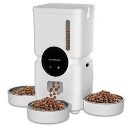 Automatic Cat Feeder for 3 Cats, 6L 2.4G WiFi Feeder, Slow Feed, Warm White