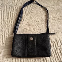 Stone Mountain Black Leather Shoulder Bag Soft Slouchy Y2K Minimalist Purse