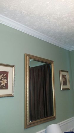 3 piece Large gold hanging mirror w/2 pictures