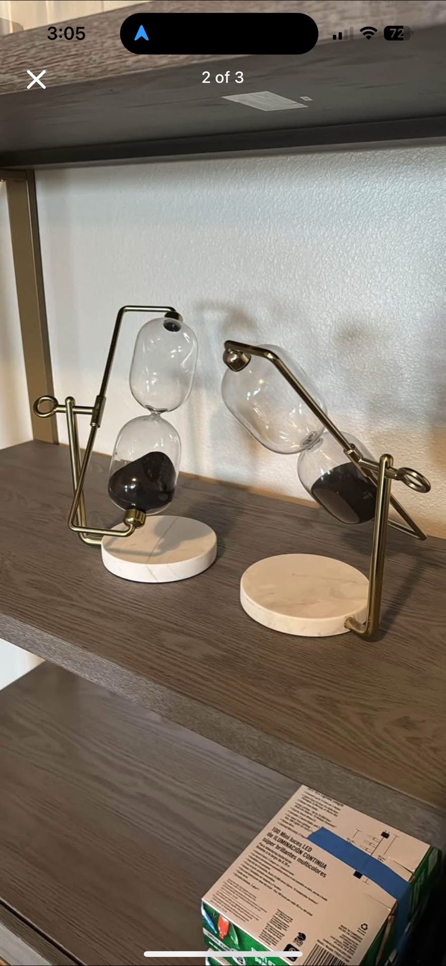 Rotating Brass & Glass Hourglass Timers with Marble Base