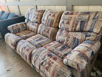 3-Seat Fabric Sofa Patchwork Pattern