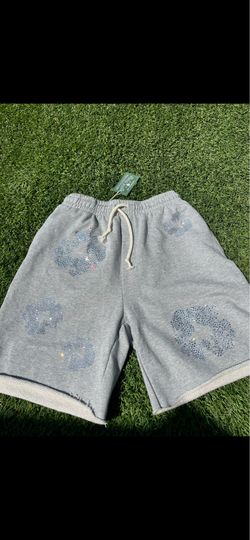 Grey rhinestone denim tear shorts size S
