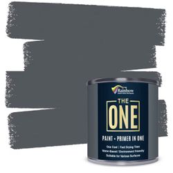 THE ONE All-In-One Paint & Primer - Dark Grey Satin, 33.8 Fl Oz/1 Liter | 1 Coat Formula | Easy Indoor & Outdoor Decorating for Home & Garden Walls, F