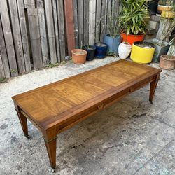 Vintage Mid Century Regency Coffee Table with Brass Accents 