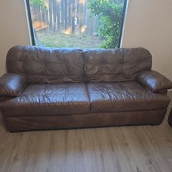 Brown leather couches