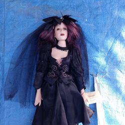 Raven Porcelain Doll Vintage 