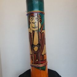 Roatan Decorative Bamboo Percussion Drum H Slit Hollow Tube Instrument Monkey