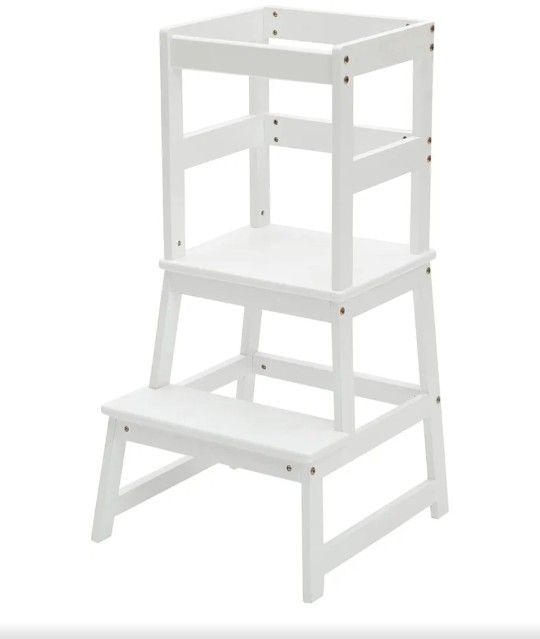 Kitchen Step Stool for Toddlers, Montessori Kids Learning Stool,Baby Standing Tower for Counter,Children Standing Helper (White)