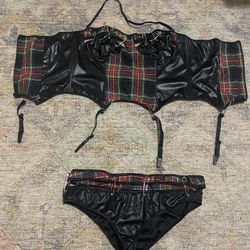 Leg Avenue Plaid Corset And Panties. 
