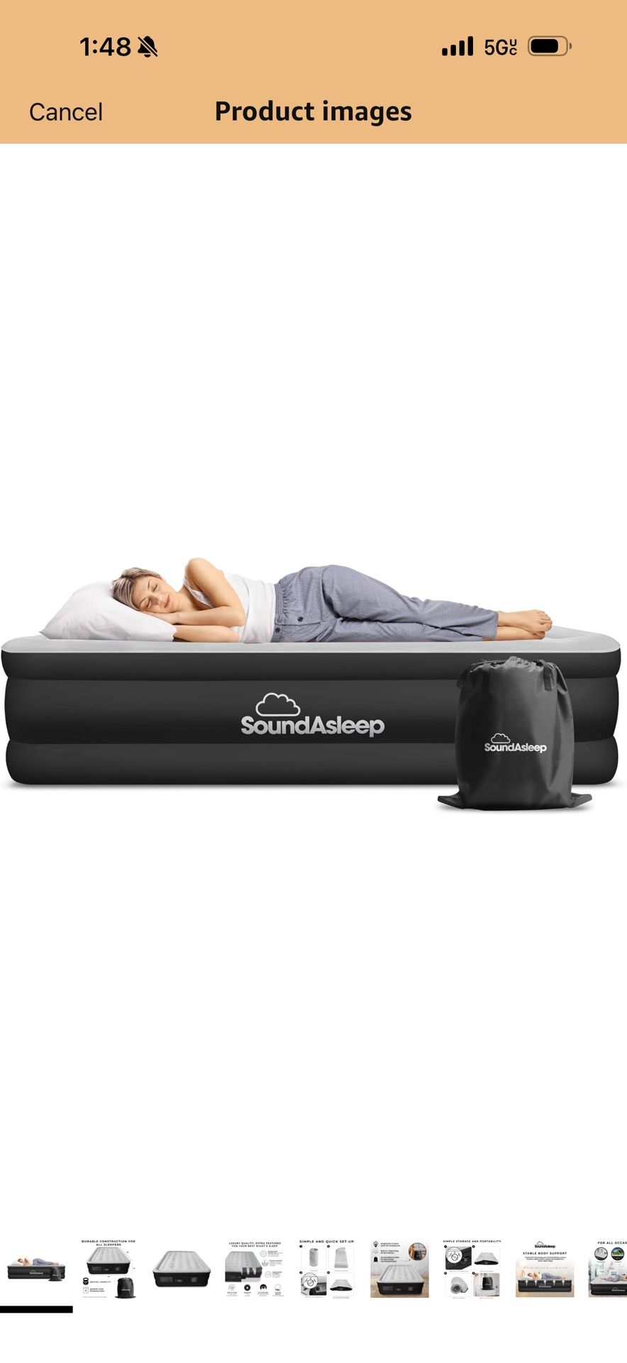 5,561) SoundAsleep Dream Series Luxury Air Mattress with ComfortCoil Technology & Built-in High Capacity Pump for Home & Camping- Double Height, Adjus