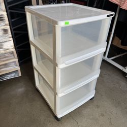 3 Drawer Plastic Storage with Wheels Good Condition 