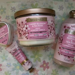 Beloved Set -large candle, shower gel, lotion & bath bomb
