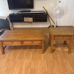 Real Wood Coffee Table + Side Table 