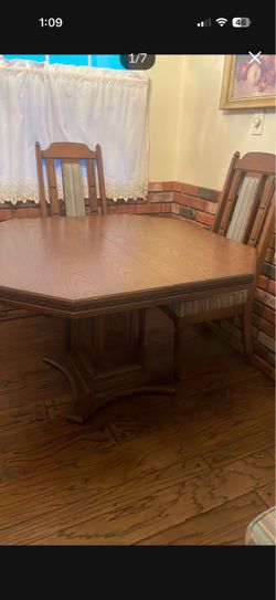 Vintage Wood Dining Table with 4 Chairs