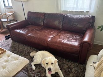 Premium Italian leather deep seated couch