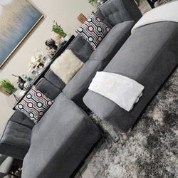 SOFA SECTIONAL COUCH WITH OTTOMAN IN VERY GOOD CONDITION🚛🥳 FREE DELIVERY 🚚 