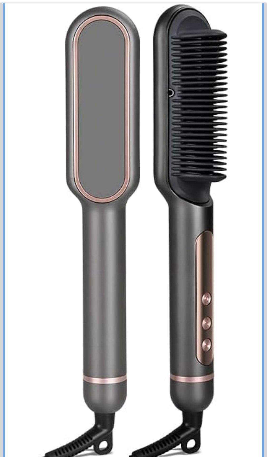 New-Hair Straightener Brush,Straightening Brush for Women with 5Temp Settings, Ring Hair Straightener Comb, 30s Fast Heating, 40 Million Level Anion,