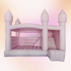 Pink Bounce Castle With Slide