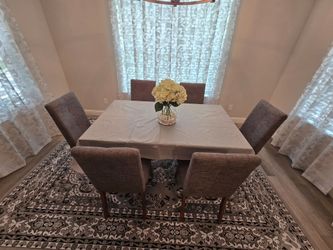 Table 6 chairs and XL rug
