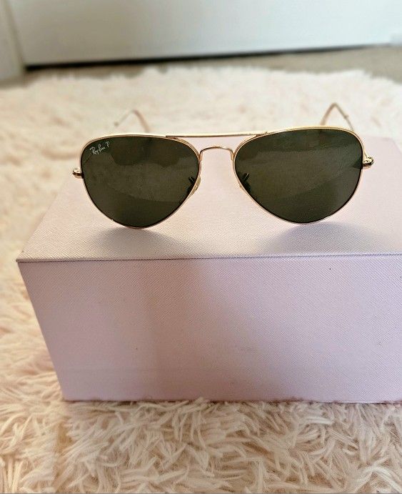 Rayban Gold Polarized Aviator Sunglasses
