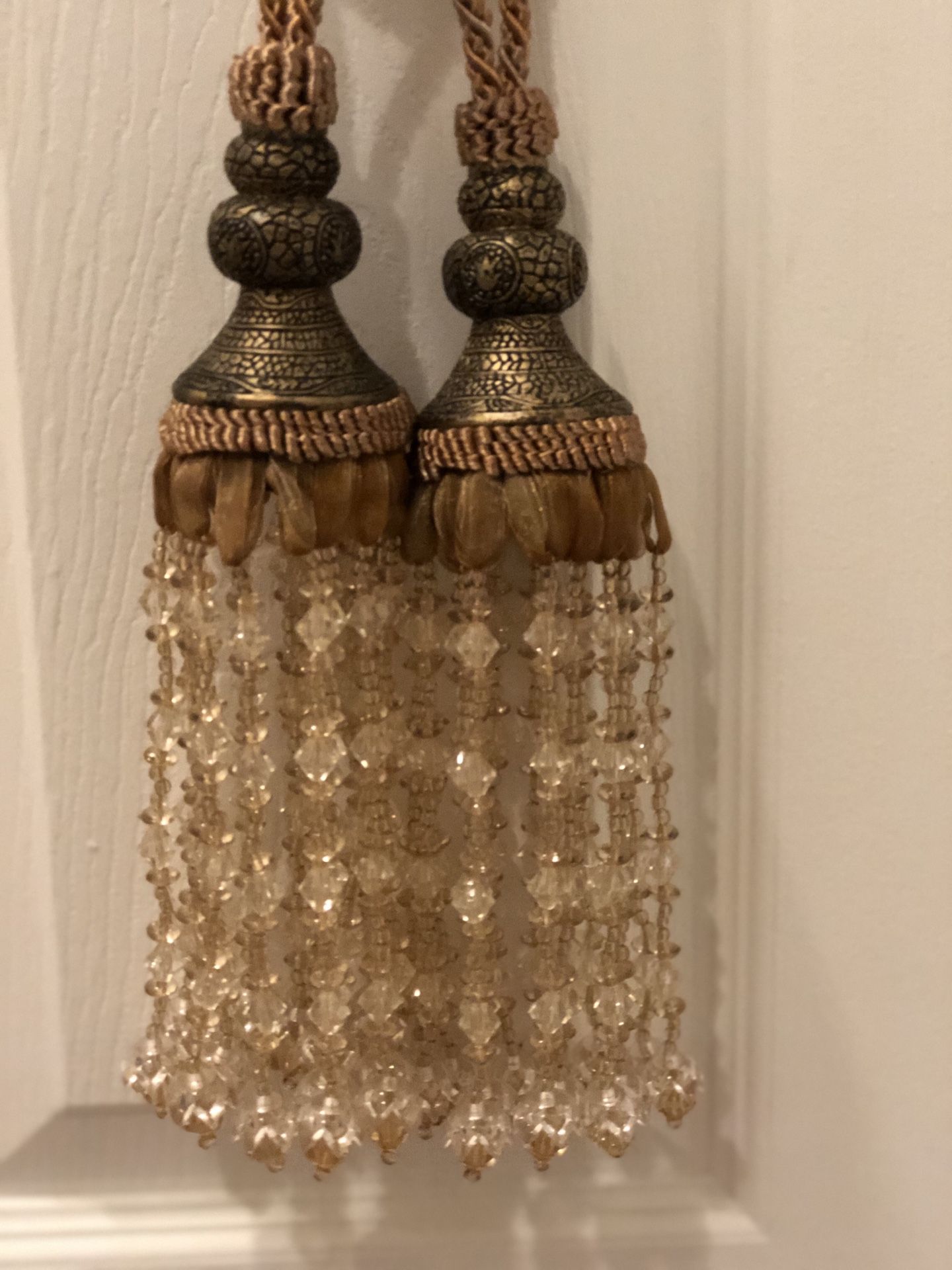 Curtain holder gold brown tan crystals