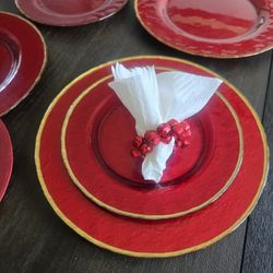 Set of 12 Plates,Turkish  Rubí/Gold