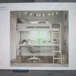 DHP Harlan Loft Bed w/Desk And Ladder Twin, White