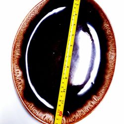 Vintage Brown Drip Oval Platter USA Pottery Oven Safe