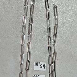 Italian 925 sterling Silver Paper Clip Necklace bracelet And Earrings