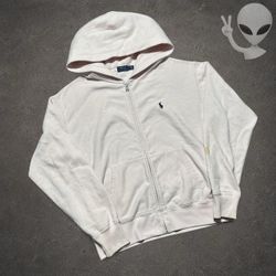 Polo Ralph Lauren Full-Zip Hoodie Mens M Pink Fleece Sweatshirt Casual Preppy