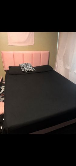Pink Bed Frame with 4 Built-In Drawers