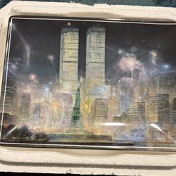 New Bradford Exchange Square Collectors Plate "In Their Glory" 9/11  Twin Towers