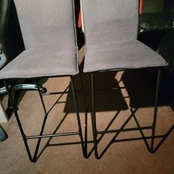 2 GREY CUSHION/METAL STOOLS (Great Condition)
