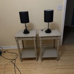 Vintage Style Tables With Black USB Lamps 