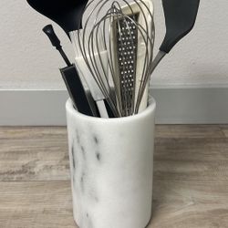 Crate & Barrel Marble Canister/Wine Cooler/Utensil Holder