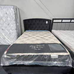 Black Velvet Felt Queen Size Bed Frame 