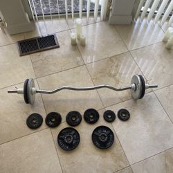 15 lbs Curling Bar with Weight Clips 