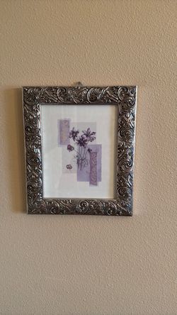 Ornate Silver Framed Floral Wall Art