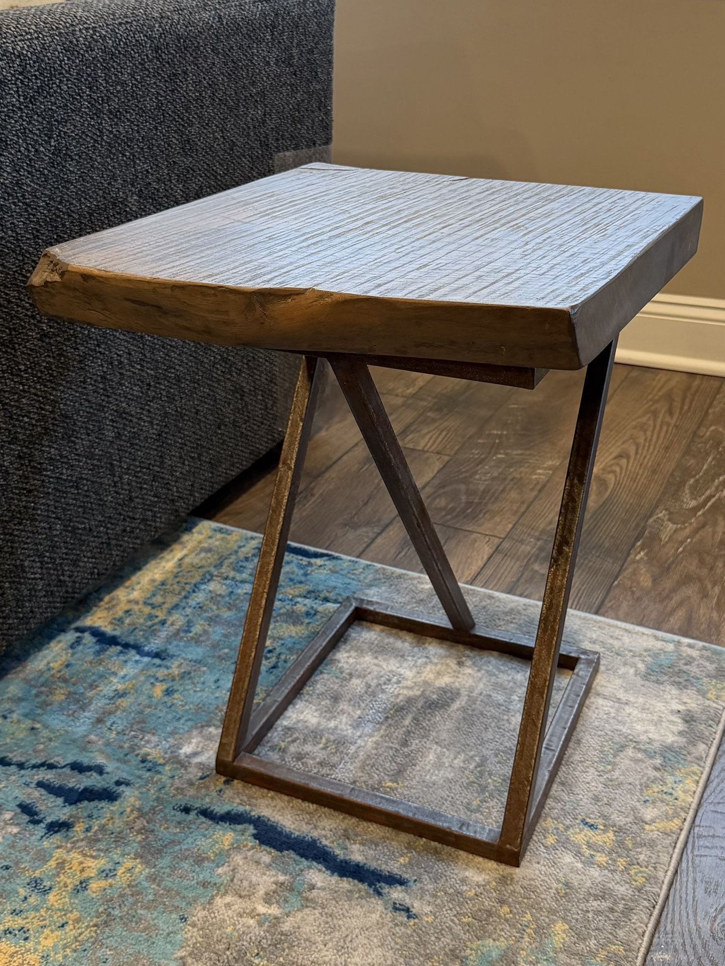 Side Table - Wood and Iron