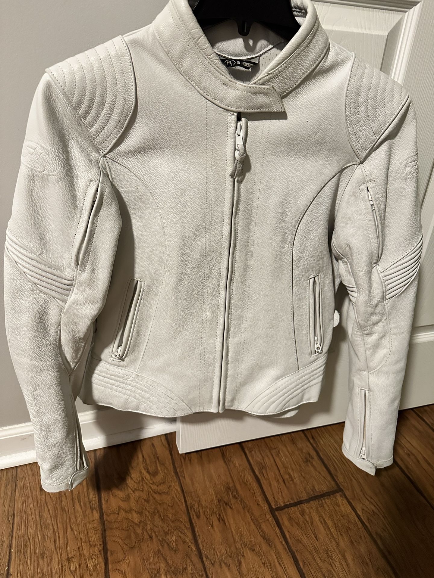 Medium leather female motorcycle jacket+ gloves