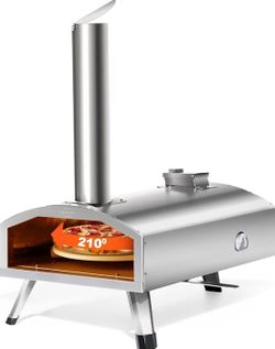 12-Inch Portable Multi-Fuel Outdoor Pizza Oven with Wood Pellet Stove, Stainless Steel