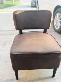 Brown Faux Leather Accent Chair