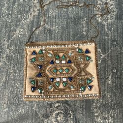 Canvas Jeweled, Sequined Purse.