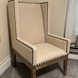 TOV Furniture Beige Linen Chair With Grommets