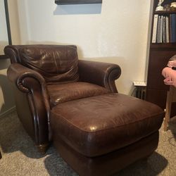 Natuzzi Leather Chair And Ottoman