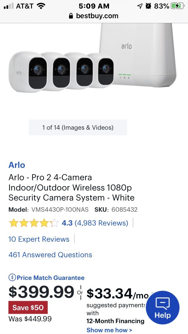 Arlo Security System (4 Wireless Cameras & 1 Hub)