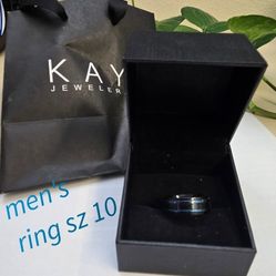 Men's Black And Blue Ion Plated Stainless Ring 