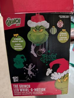 Up To 9ft Grinch Led Projector  And Grinch Ornament 